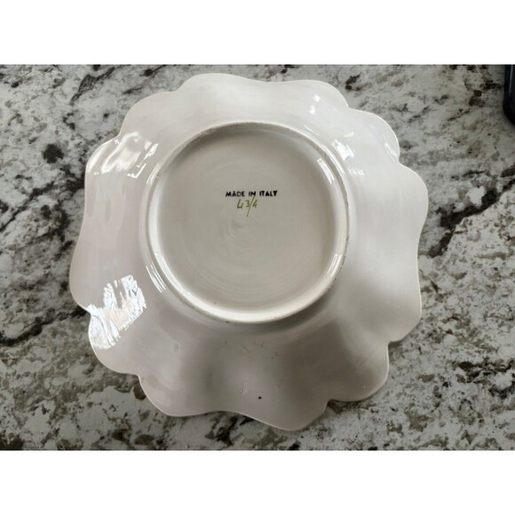 Vintage 8in Serving Dessert Bowl Quilted Design With Yellow Trim Made In Italy - Picture 5 of 6